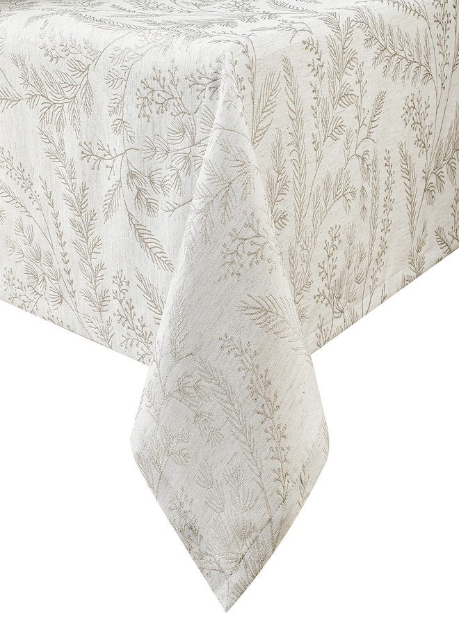 Chassic Elegant Damask Tablecloth for 8 Foot Large Rectangle Tables, Wrinkle and Stain Resistant Washable Floral Table Cloth, Vintage Toile Table Cover, 60 x 120 inches - Cream - Image 1